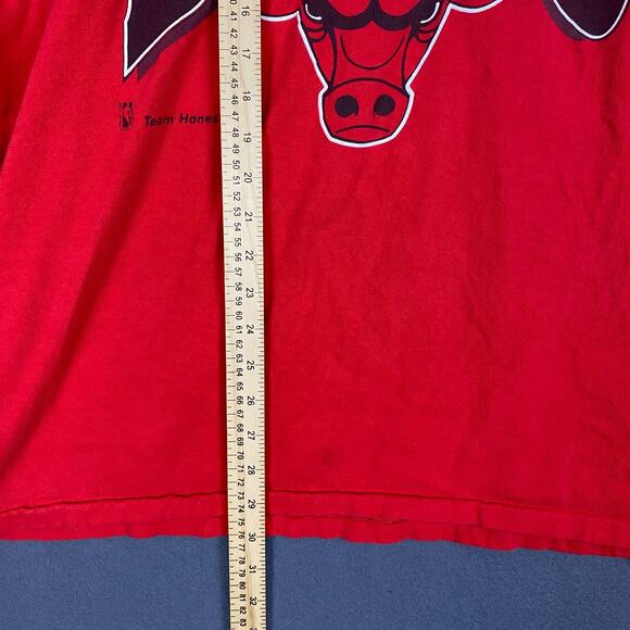 VTG Chicago Bulls T-Shirt Mens 2XL Red Single Stitch Hanes Beefy NBA USA 90s - Picture 12 of 14
